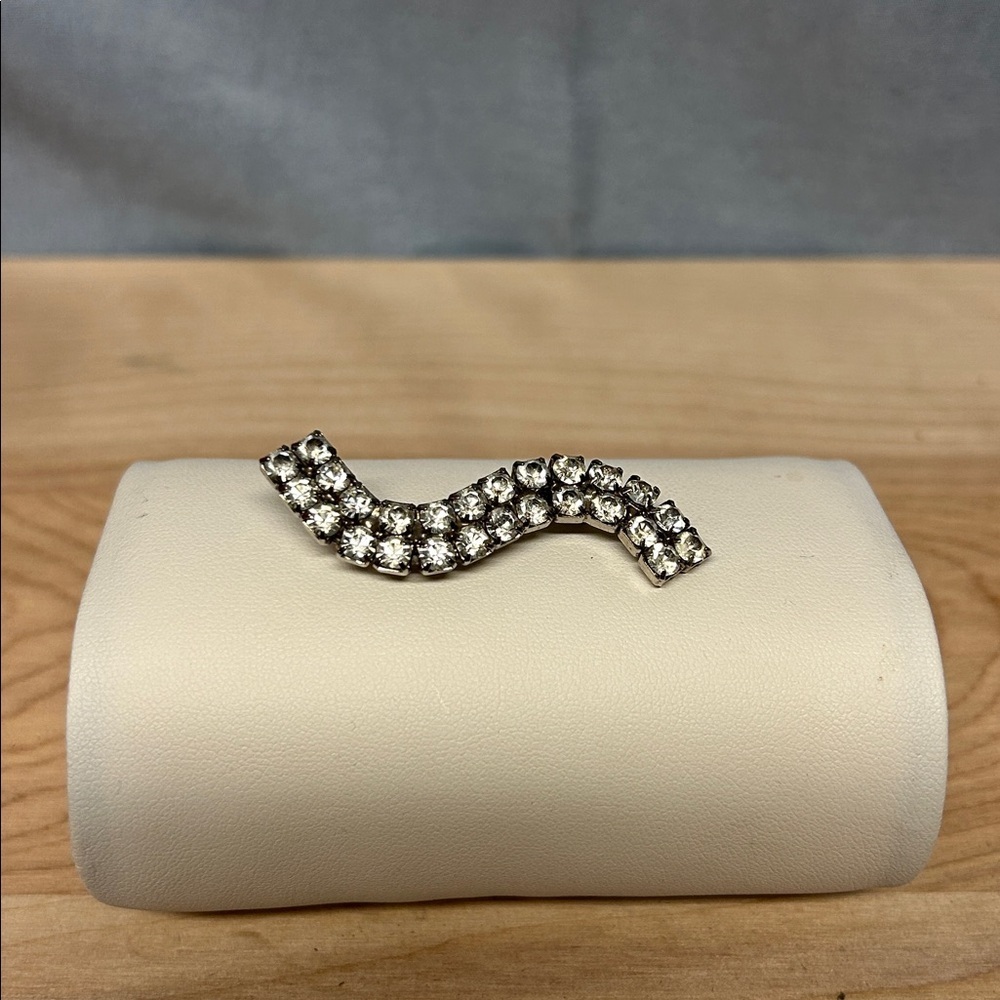 Silver Rhinestone Wave Brooch